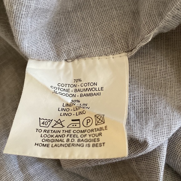 BD Baggies linen blend Italian luxury brand light grey button down blouse - Picture 13 of 14